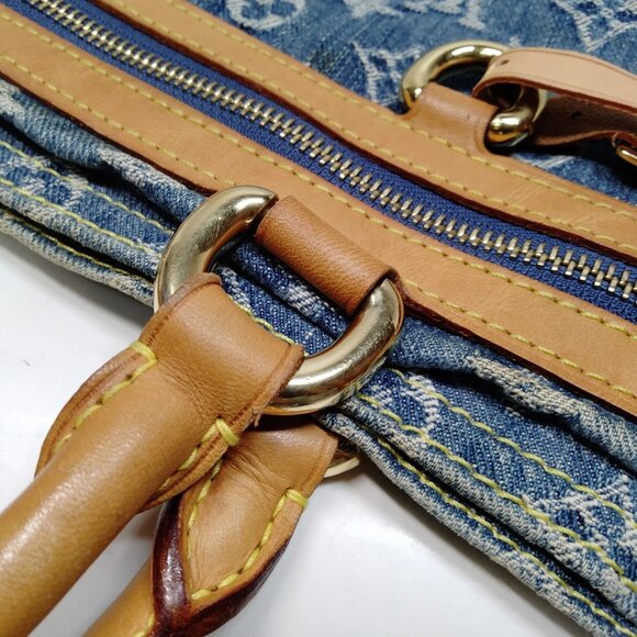 Authentic Louis Vuitton Flat Shopper Blue Monogram Denim Tote Bag mn1293-121225 - Picture 8 of 16